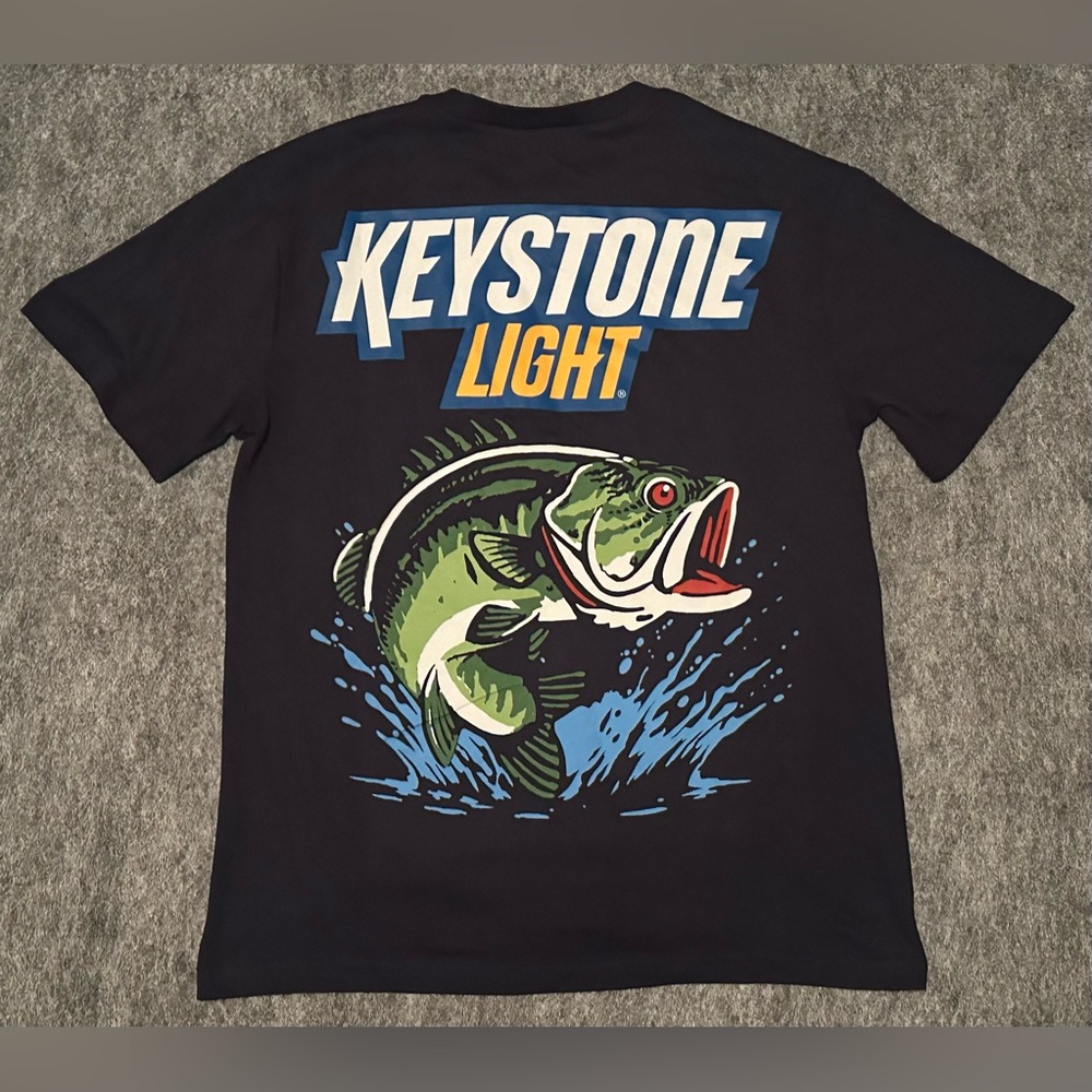 Men’s Keystone Light Logo Blue Bass Fish/ Fishing T-Shirt - Size Small
